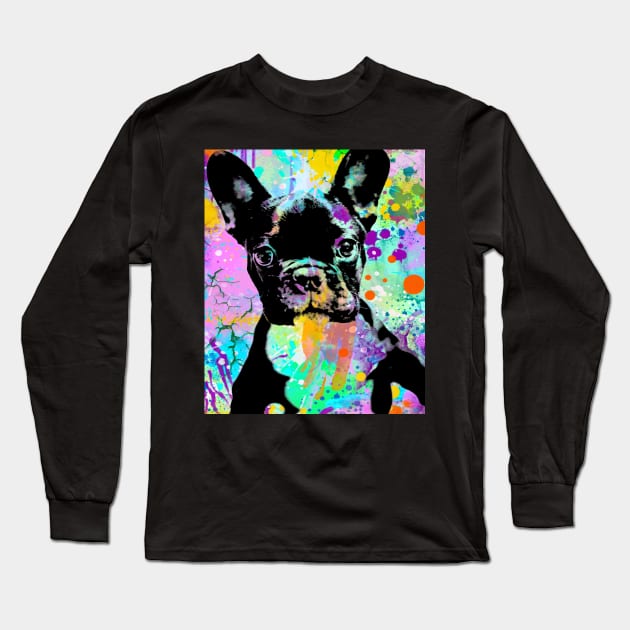 French Bulldog Lover Paint Spatter Art Unique Gift Tee Frenchie Long Sleeve T-Shirt by joannejgg